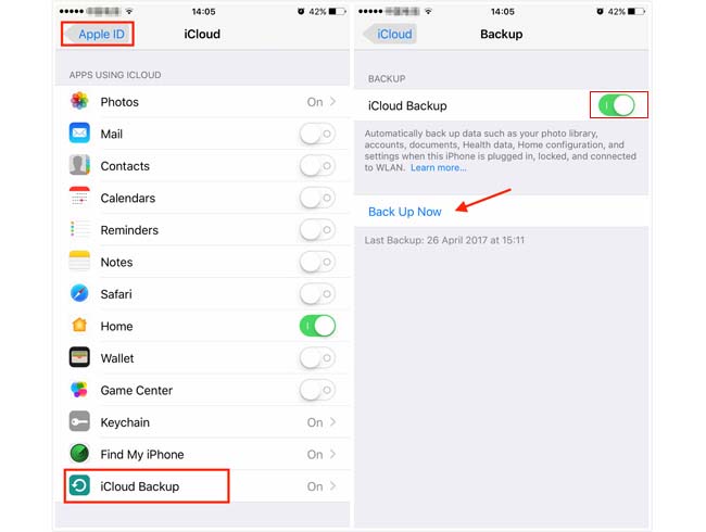 ipad de backup com icloud