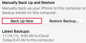 Backup iPhone Użyj iTunes