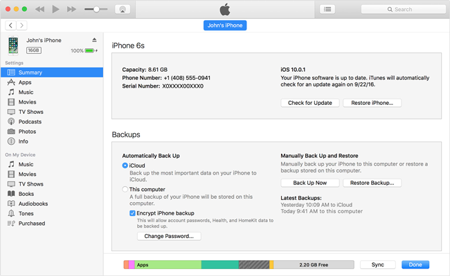 Criptografar backups do iTunes para iPhone