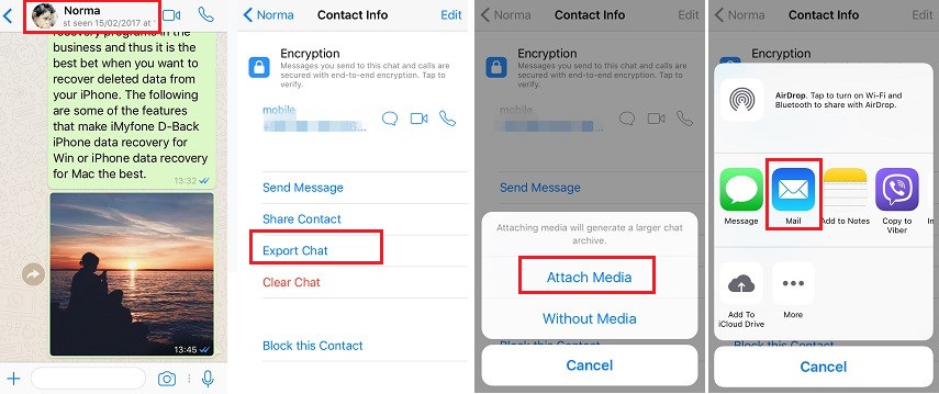 Eseguire il backup della cronologia chat di WhatsApp via e-mail