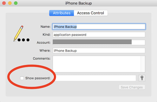 trova la password di backup di itunes