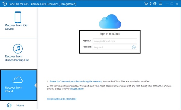 sign in to your iCloud account with your Apple ID and password