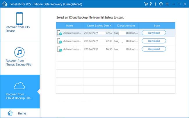 fonelab se recupera do icloud