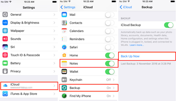 backup iphone text med icloud