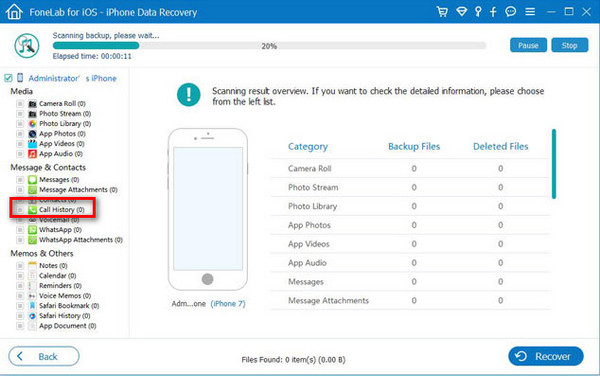 Click Call History Button