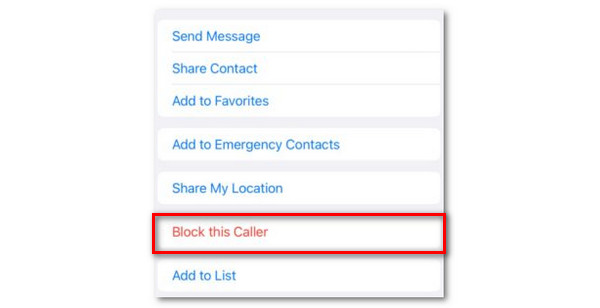 Tap Block This Caller Button