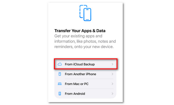 Tap From Icloud Backup Button