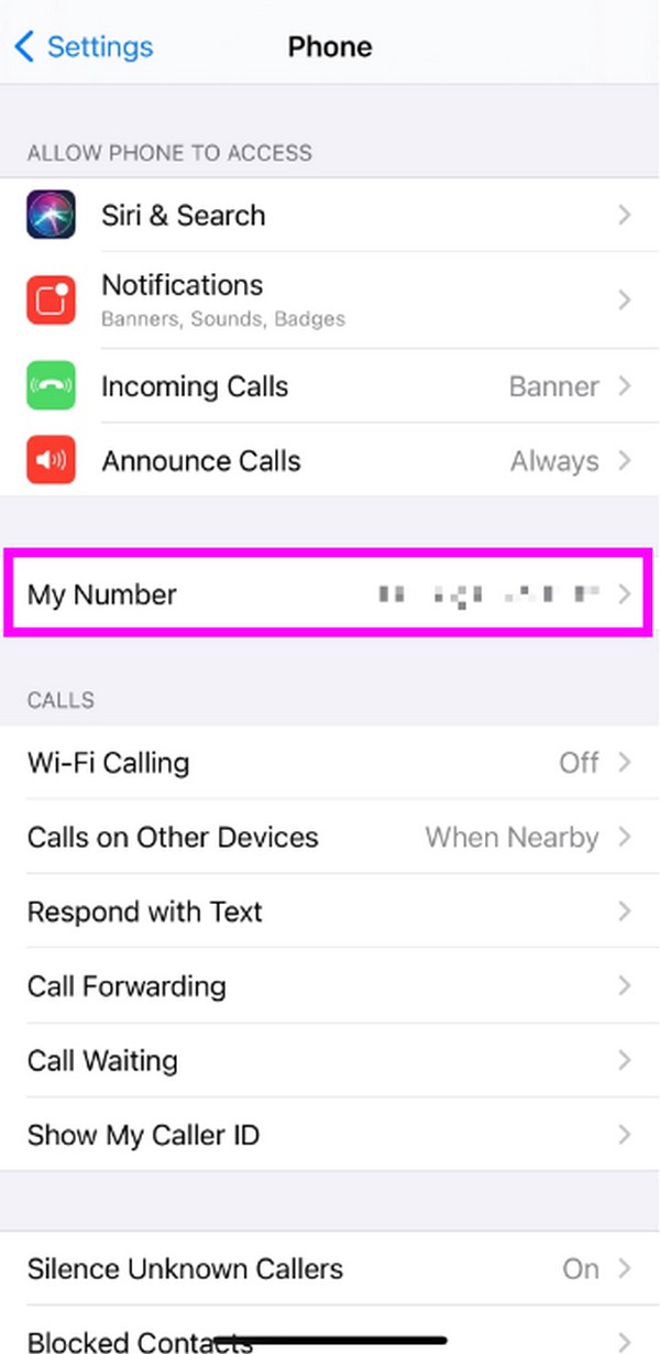 find your phone number on iphone settings