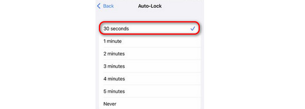 állítsa az iphone automatikus zárolását 30 másodpercre