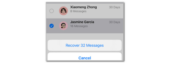 Tap Recover Quantity Messages Button