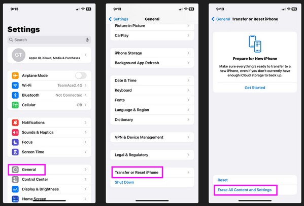 erase all content and settings