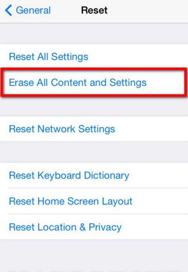 erase all content and settings