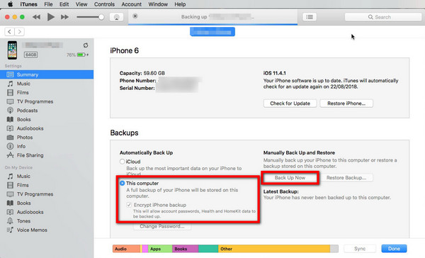choose itunes backup
