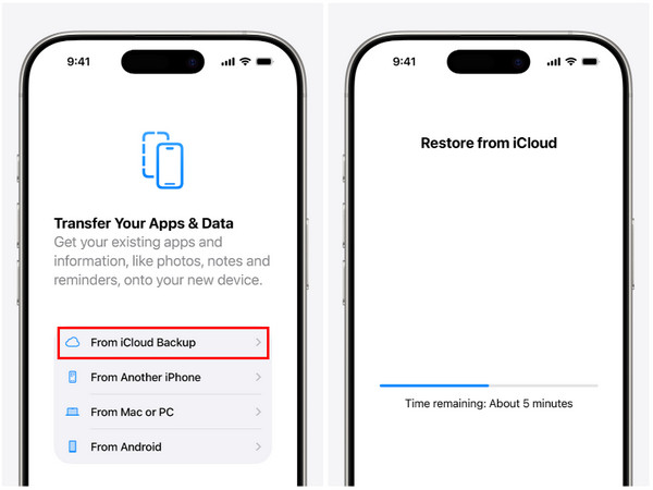 Tap From iCloud Backup Button