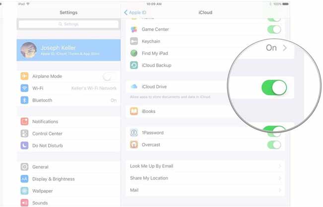 Tænd for icloud-drevet