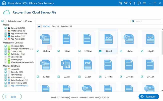 Vista previa del documento de la aplicación con Fonelab