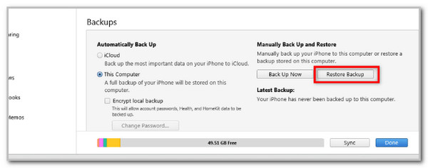 Click Restore Backup iTunes