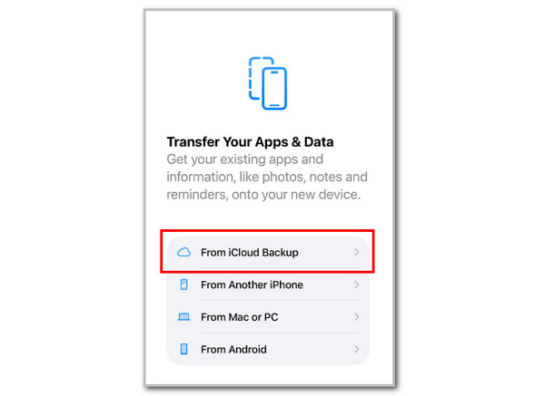 Tap From iCloud Backup Button