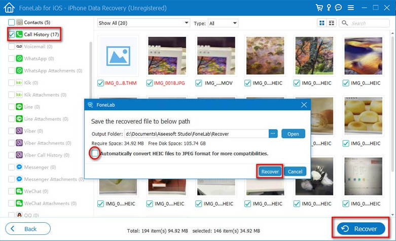 recover call history