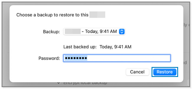 新しい電話を開き、[Mac または PC から復元] ボタンをタップします