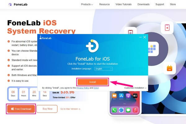 Obtain the FoneLab iOS System Recovery