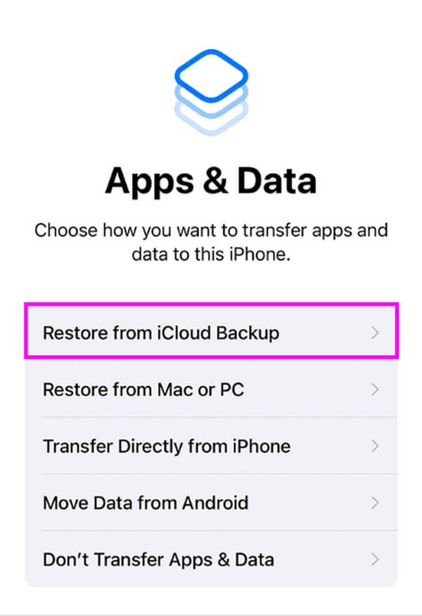 velg fanen Gjenopprett fra iCloud Backup