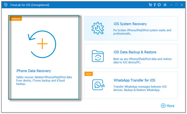 kliknij sekcję iPhone Data Recovery