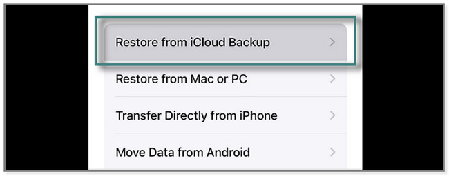 tap the Restore from iCloud Backup button