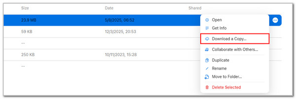 Click Download A Copy Button