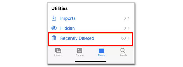 Tap Recently Deleted Folder