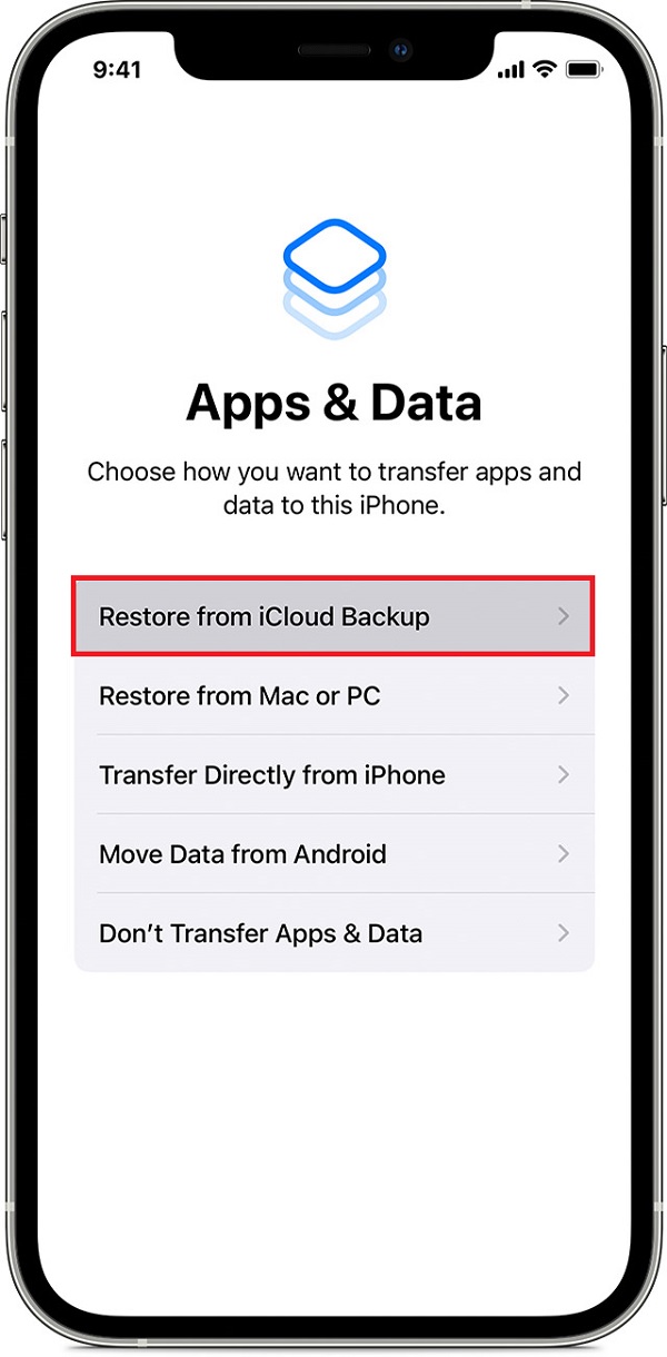 Restaurar desde el archivo de copia de seguridad de iCloud