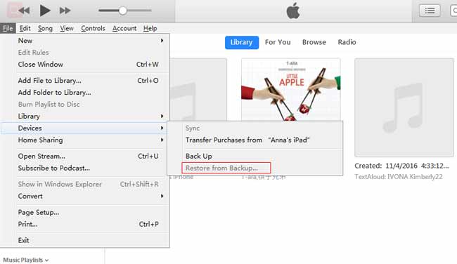 αποκαταστήστε το ipad από το αντίγραφο ασφαλείας του iTunes
