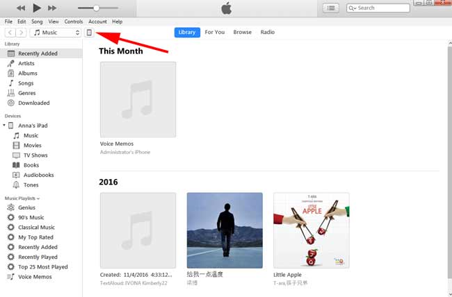 interface iTunes