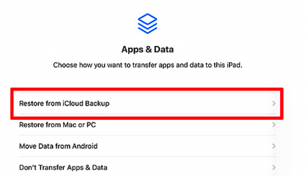 choose Restore from iCloud Backup