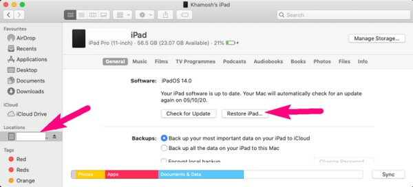 Recuperar historial eliminado Safari en iPad usando Finder