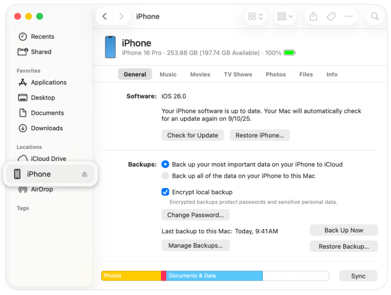restore from itunes backup