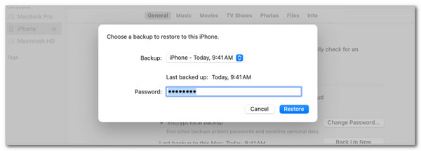Enter Backup Password