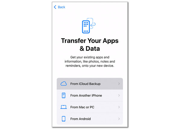 Tap From iCloud Backup Button
