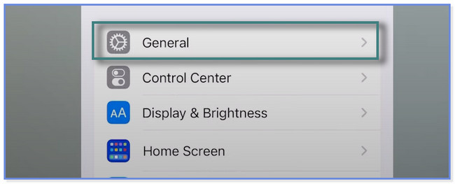 locate the General button