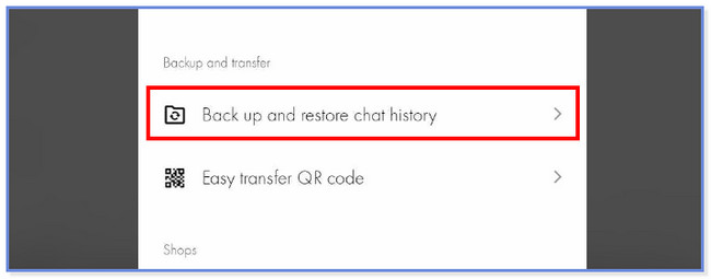 locate the Back Up and Restore Chat History buttons