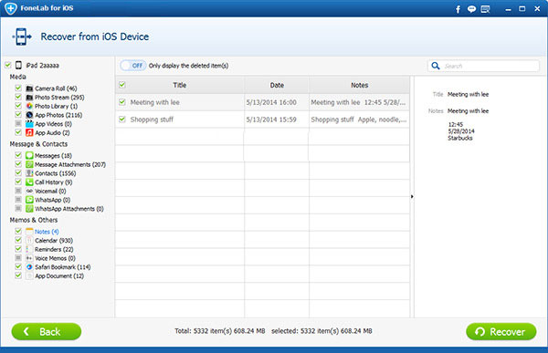 recover note from device