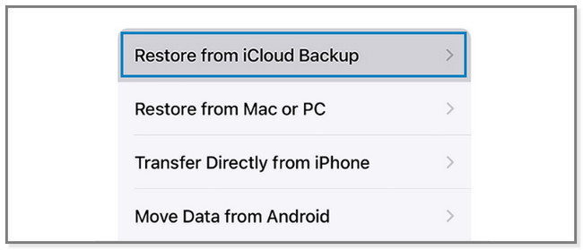 πατήστε το κουμπί Επαναφορά από το iCloud Backup