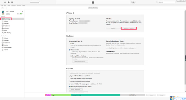 Nulstil iPhone med iTunes