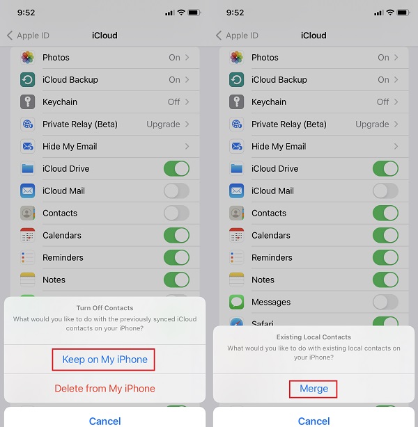 Επαναφέρετε τις Επαφές iPhone από το Backup από το iCloud