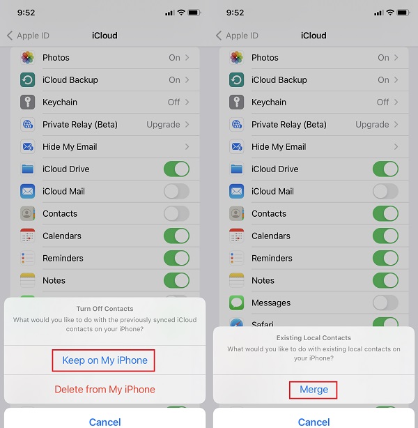 Restaurar contatos do iPhone do backup do iCloud