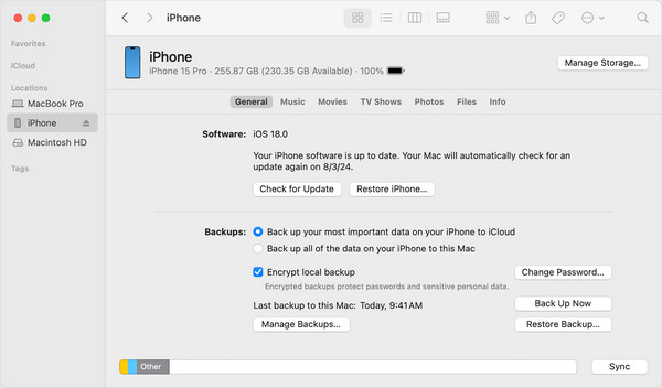 Restore iPad on Finder