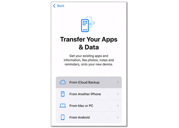  Tap From iCloud Backup Button