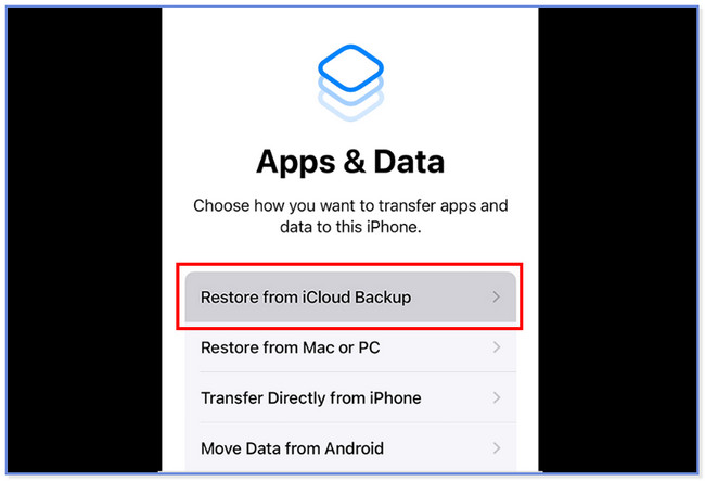 πατήστε επαναφορά φόρμας icloud backup