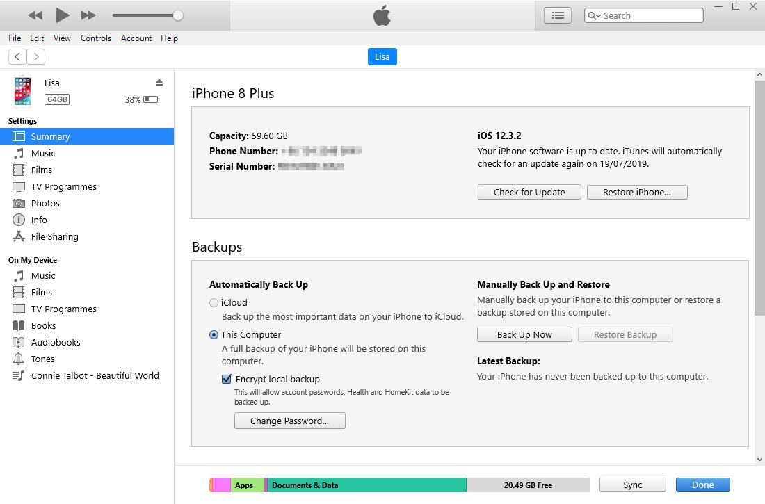 Gendan iPhone iTunes
