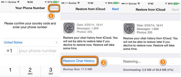 Restaurar o backup do WhatsApp iCloud